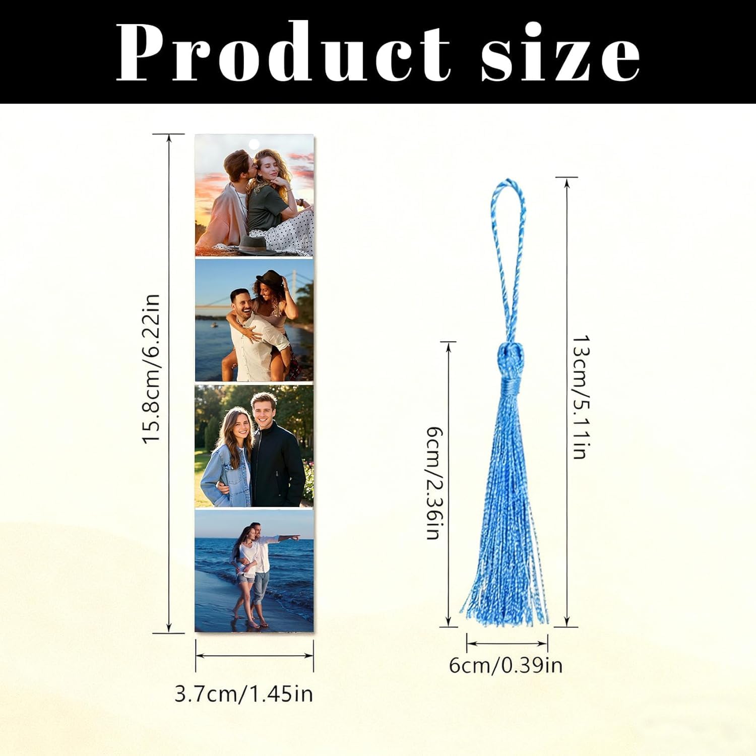 OMNRELM Marque-page Personnalisé Avec Photo Et Texte, Marque Page Livre Personnalisable En Métal Avec Pompon Multicolore Pour Petite Amie, Petit Ami, Animal De Compagnie, Femmes, Famille (4 Photos