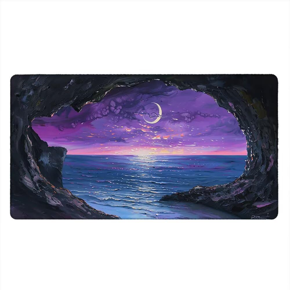 Alfombrilla Ratón XXL Alfombrilla Escritorio 2000x1000mm Mouse Pad Mejora la Precisión y la Velocidad con Base de Goma Antideslizante y Bordes Cosidos Duradera Cómoda, Juegos (Moon Beach) xR8-918