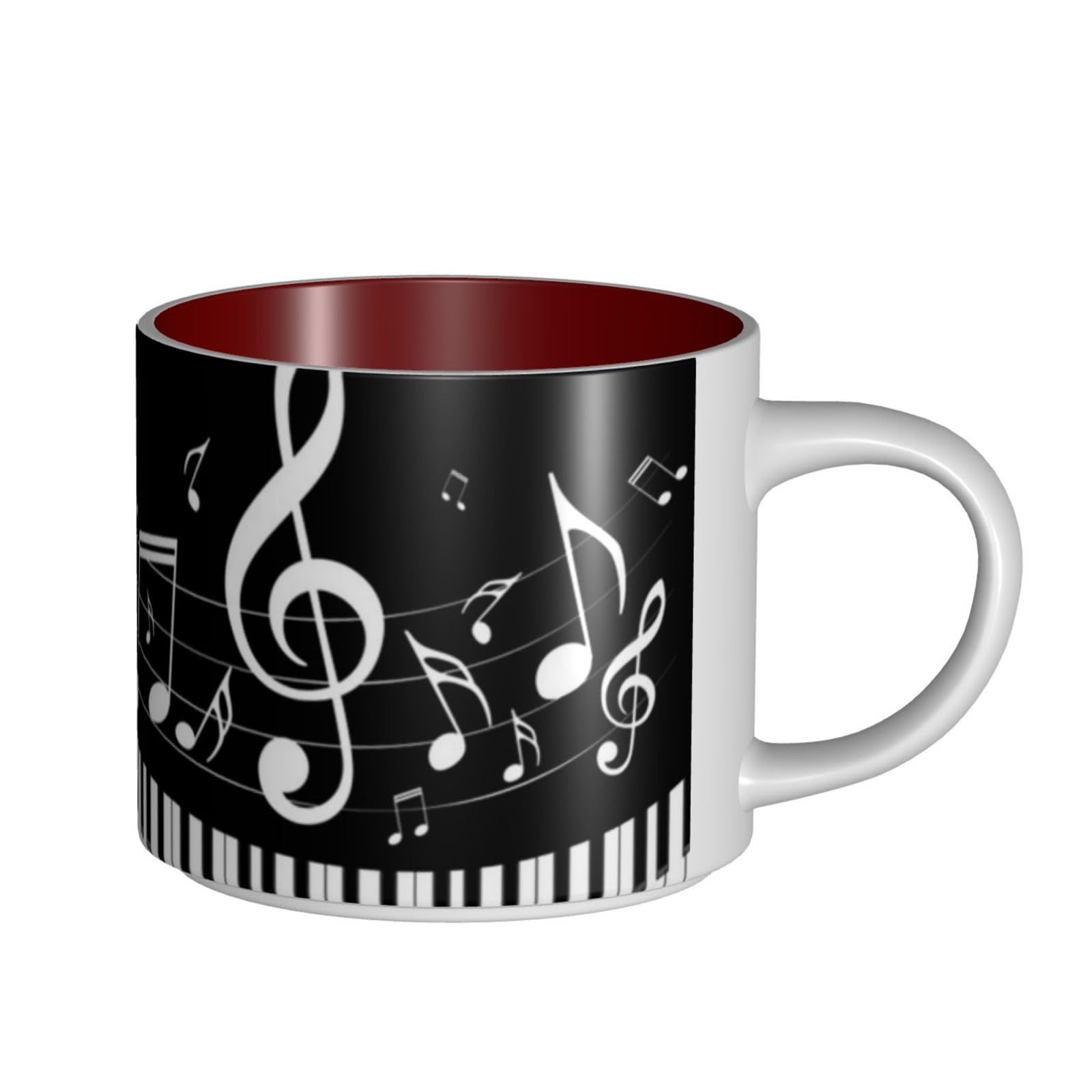 Tazza da caffè in ceramica con stampa note musicali bianche e nere