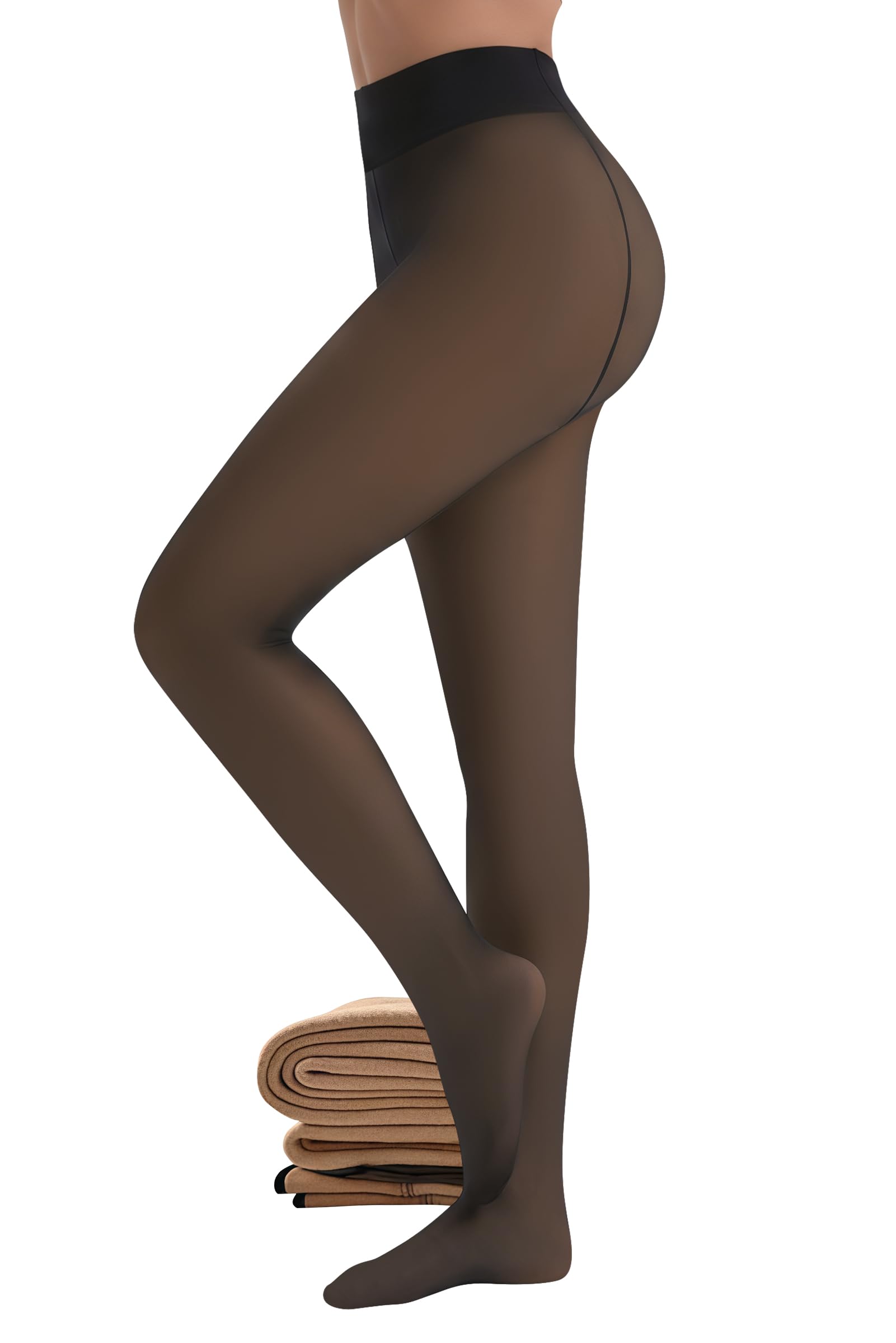 Oivek Thermo Strumpfhose Damen Winter, Gefütterte Fleece Thermostrumpfhose | Durchscheinend Gefütterte Strumpfhose Damen, Warm Strumpfhosen Damen winter, Fleece Thermo Leggings Damen, Herbst und Winter