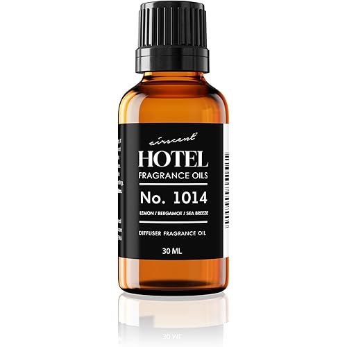 AirScent Hotel Diffuser Oil No. 1014 - Premium 5-Star Hotel Inspired Fragrance Oil for Ultrasonic and Waterless Diffusers and Crafting - 30 mL, 1 fl oz Dropper Bottle - Lemon, Bergamot & Sea Breeze