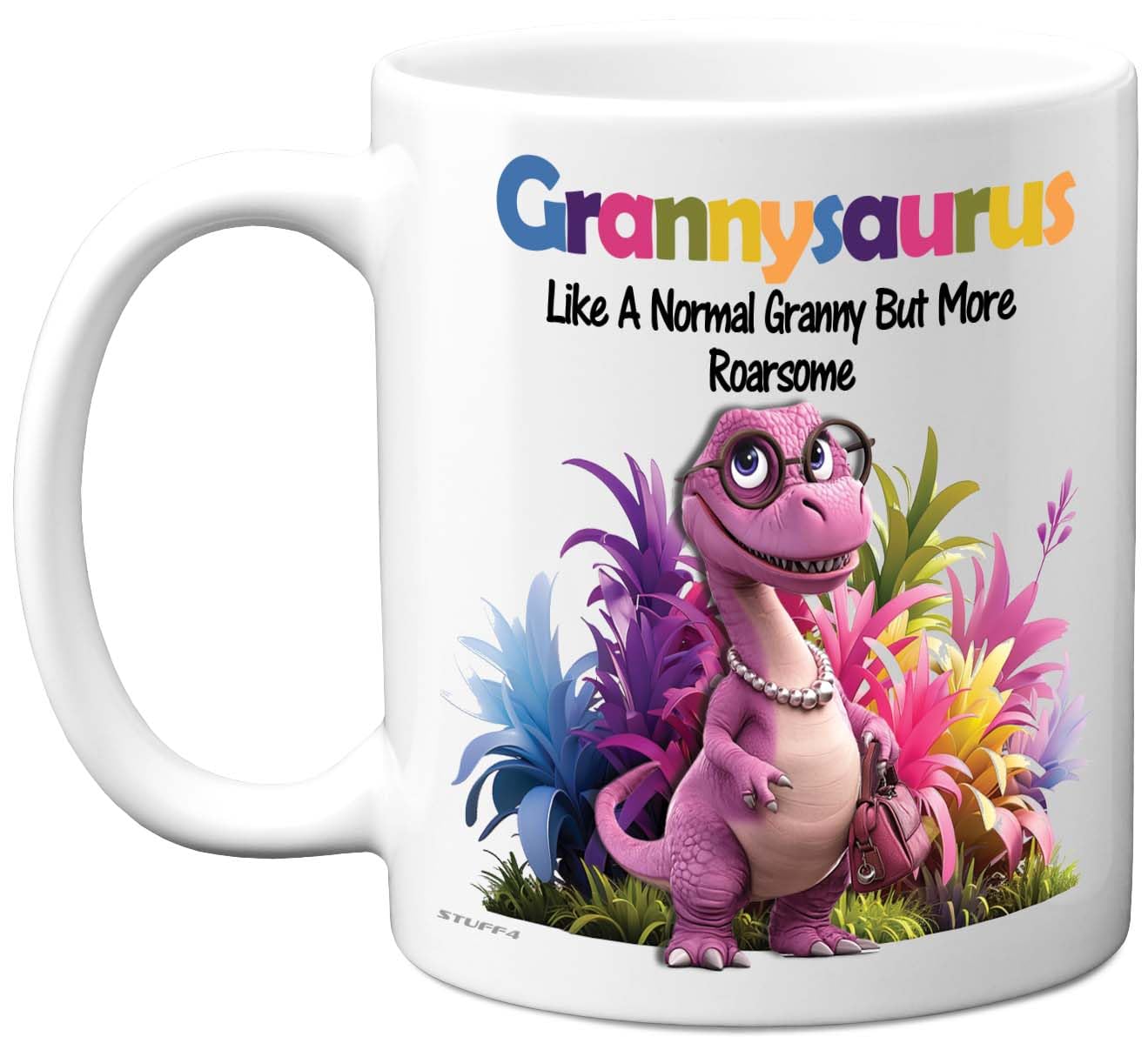 Stuff4 Granny Gifts - Roarsome Grannysaurus Mug - Happy Birthday Gifts for Granny from Grandson Granddaughter, Dinosaur Mother's Day Presents, 11oz Ceramic Dishwasher Safe Premium Mugs