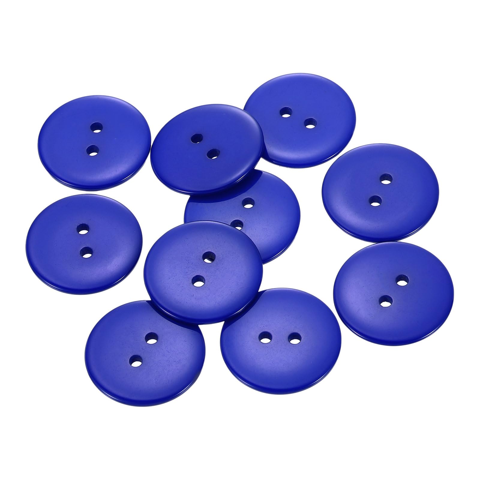 sourcing map 10pcs Resin Sewing Button, 28mm (1 1/8-inch) 2 Holes Round Craft Decorative Buttons for Coat, Clothes Holiday Decoration, Navy Blue