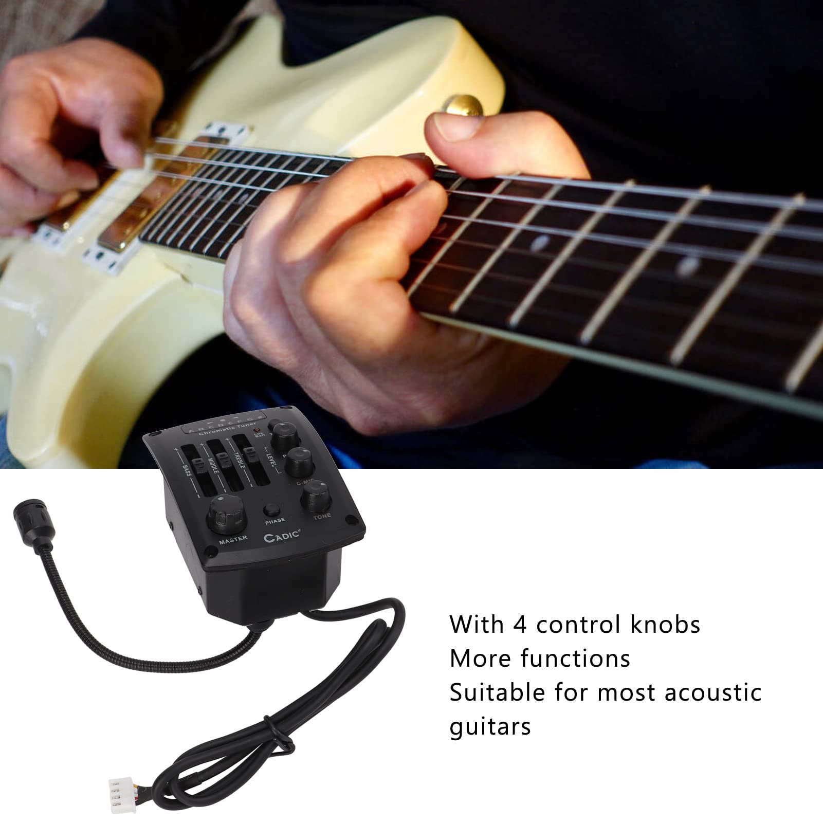 HUIOP Equalizzatore Pickup per Chitarra Potenti Accessori in Plastica per Chitarre Acustiche - Nero - 1 unità