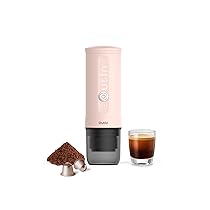 OutIn Nano Macchina da caffè espresso elettrica portatile, caffettiera da viaggio per il campeggio, caffettiera da auto auto-riscaldamento con USB-C, con caffè macinato e capsula NS