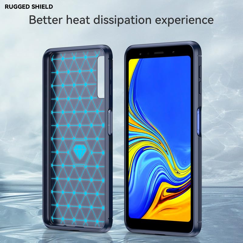 Image of Hybrid Carbon Fiber Back Case for Samsung Galaxy A7 2018 (Blue)