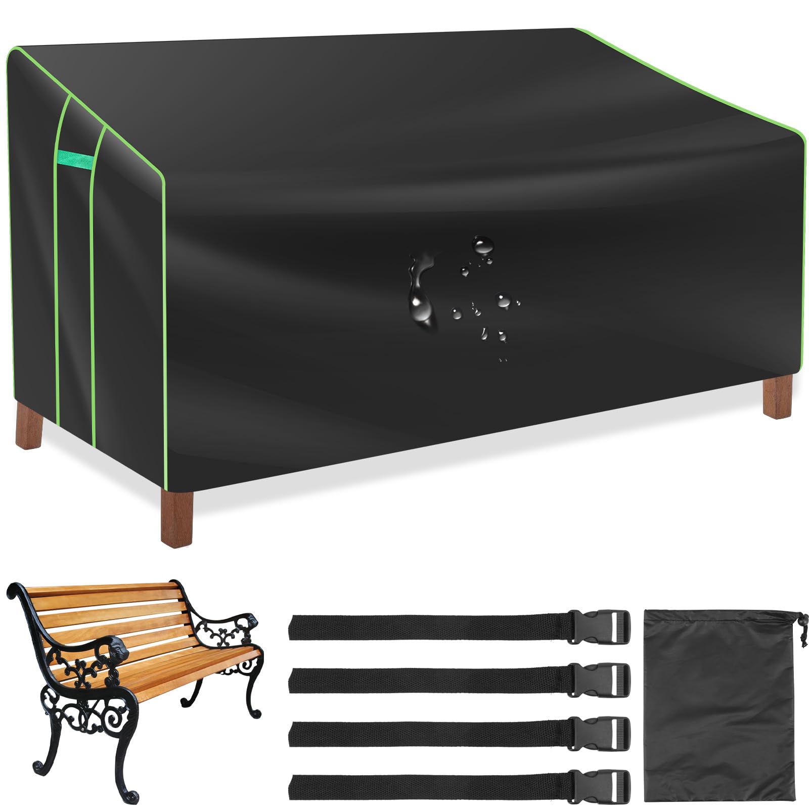 Cubierta para muebles de jardín, 201 x 110 x 64/80 cm, funda protectora para sofá de jardín, 210D Oxford, impermeable, de alta densidad, resistente a la intemperie, para muebles de salón, mesa de