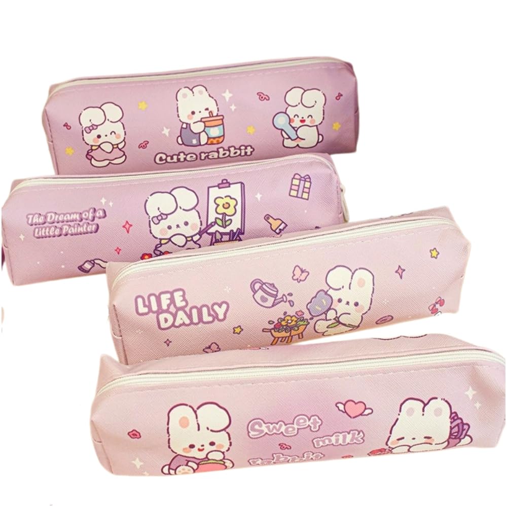 FEIFEI'S BOW Pencil Case Portable Cartoon Panda Unisex Suitable for Teenagers, Middle School and University Pencil Bag-Green Rabbit Capybara (Rabbit(Random Style))