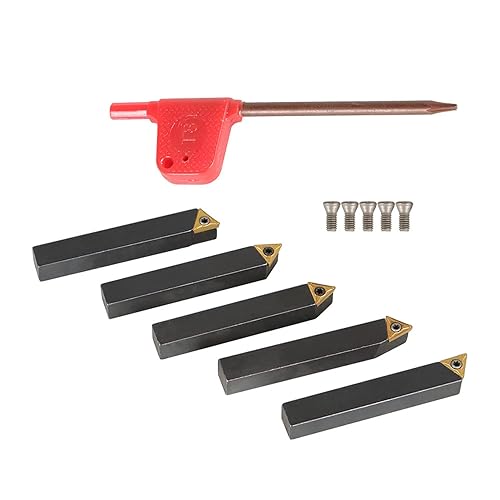 Miniatura 3 de findmall Juego de herramientas de torneado de torno de 5 piezas de 38 pulgadas de carburo indexable con 5 insertos de carburo aptos para operaciones