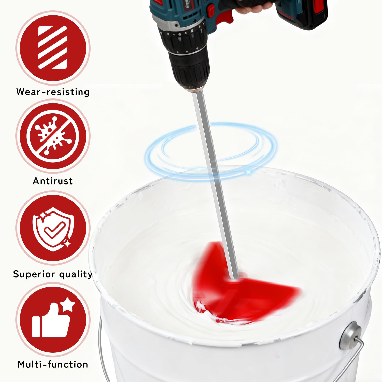 IGXX Mélangeur de peinture pour perceuse, 36 cm avec 3 bâtons en silicone - Pour résine, peinture, vernis et colle