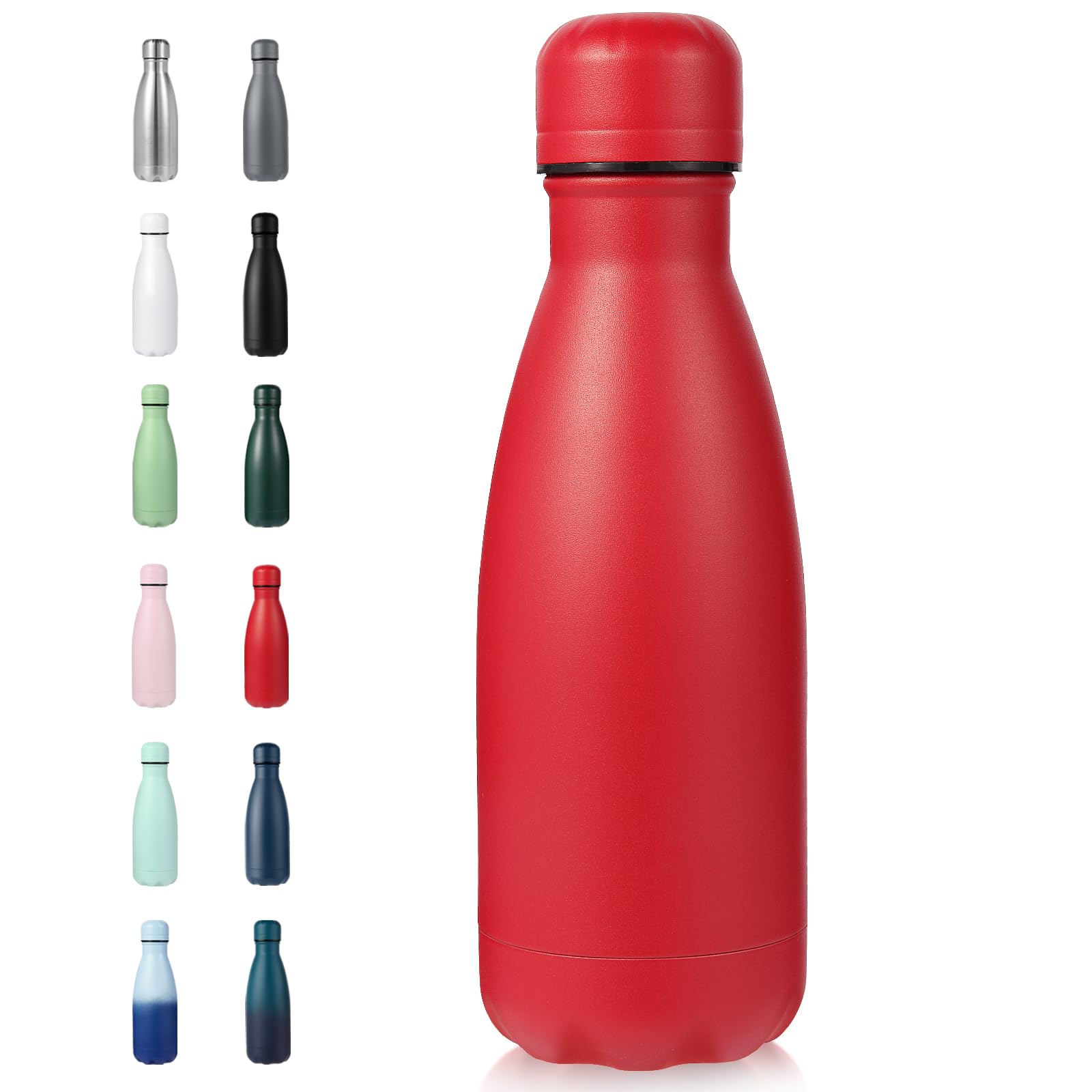 Volhoply 350ml/12oz Small Water Bottle Stainless Steel, BPA Free Insulated Water Bottles, Double Wall Cola Shape Flask, Keeps Cold 24 Hours and Hot 12 Hours for Kids Handbag (Red)