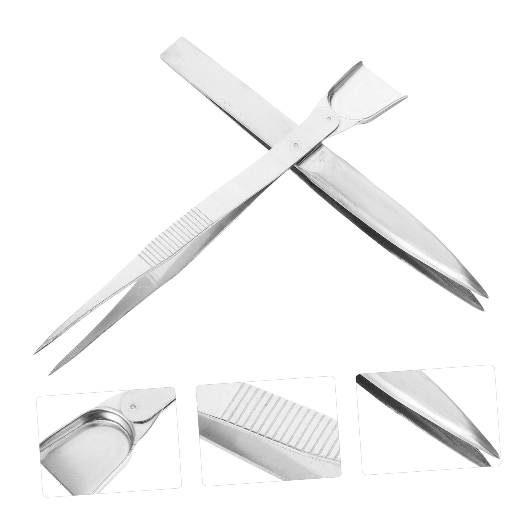 SHINEOFI 5 Set Pinzette Con Spatola Presa Pinzetta Strumenti Di Gioielleria Pinzette Di Precisione Bene Preciso Pinzette Multifunzionali Pinzette in Acciaio Inossidabile Argento 2 Pezzi*5