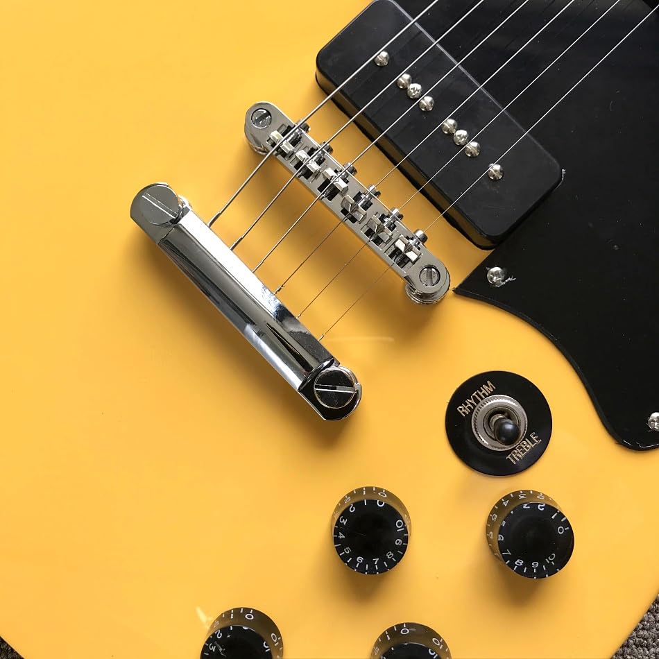 Chitarra elettrica gialla personalizzata con tastiera in palissandro e hardware cromato - Guitarra Electrica