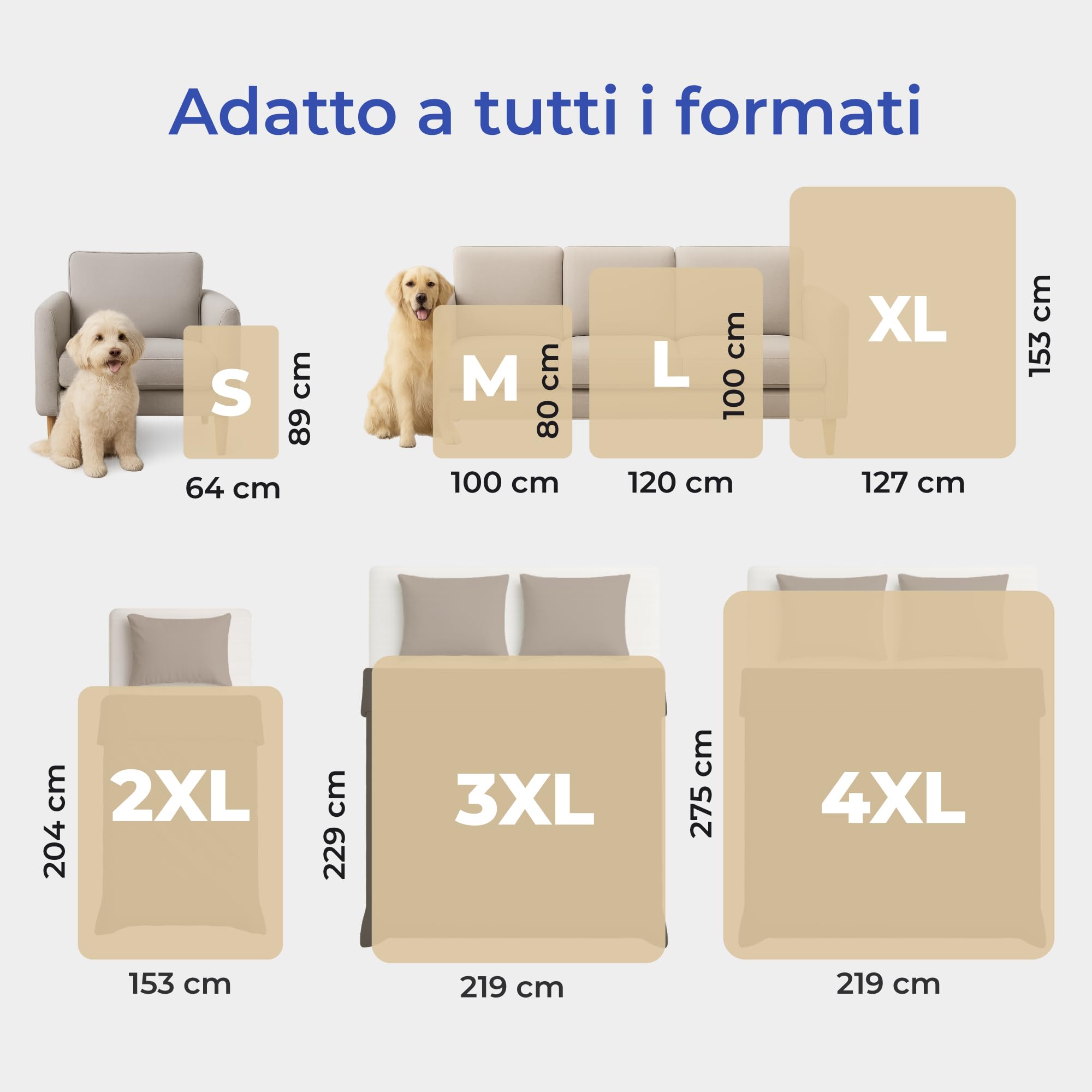 Dreamzie - Coperta Impermeabile per Cani 127x152 cm - Copridivano Reversibile in Tela e Pile Sherpa