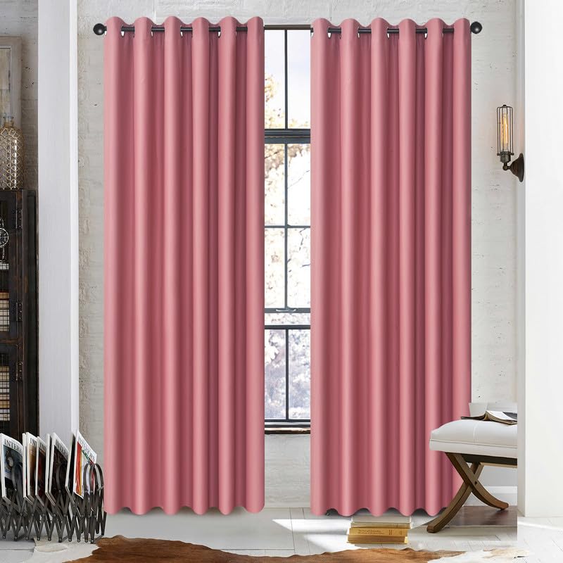 WEAVERS: Luxury Heavy Thick Semi-Blackout Curtains for Bedroom, Living Room and Office - Energy Saving Light Blocking Thermal Insulated Curtains with Eyelets Ring Top. (Blush Pink - 66" x 90") — image 1