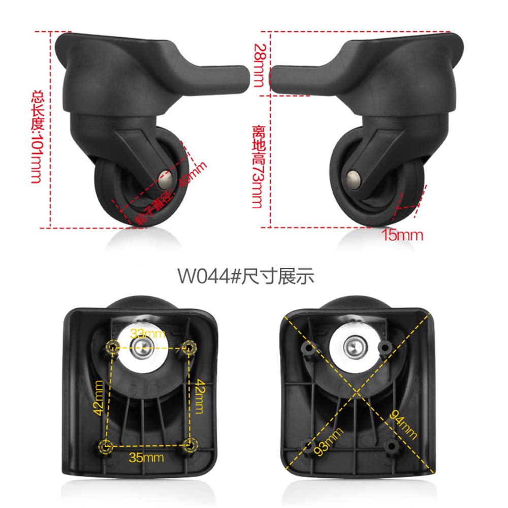 GH8 (DL-W044#) Mute Connected Spinner Wheels for Replacement Luggage Wheels Wear Silent Draw bar Box DIY (2 pcs/Set)