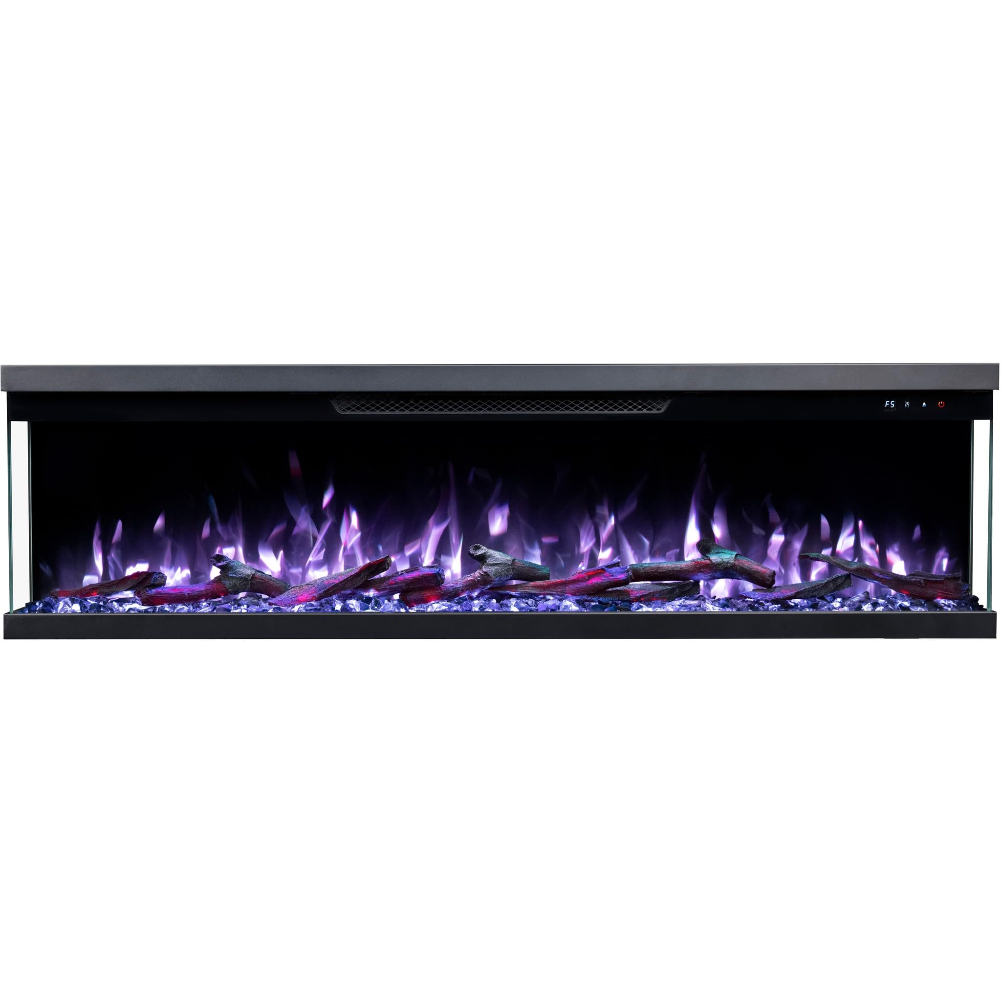 Unity - Camino elettrico a 3 lati, per montaggio a parete e da incasso, con riscaldamento 900/1800 W (127x36x19)