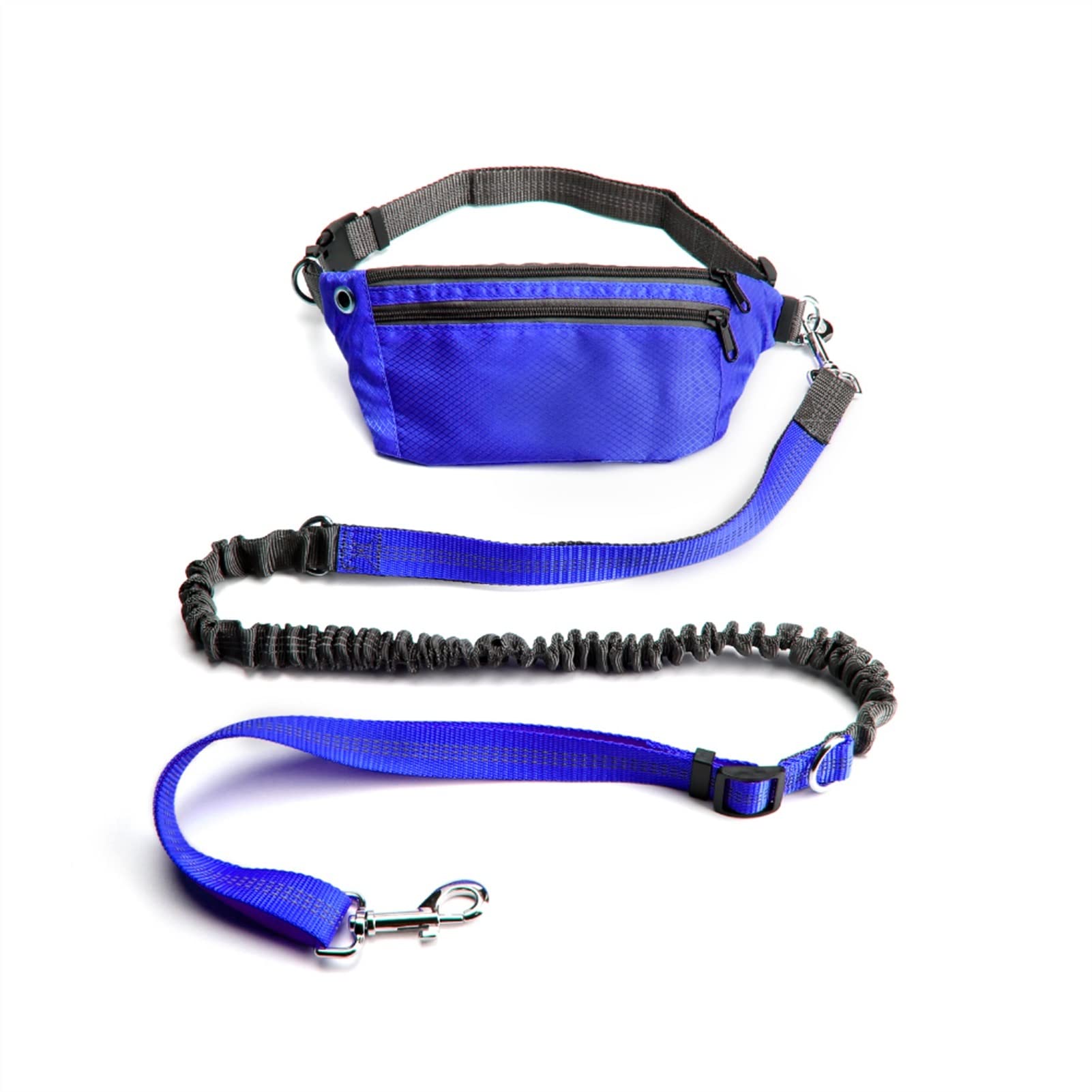Verstellbare Führleine Jogging Training Wandern Retractable Bungee Dog Waist Leash für große Hunde Zubehör Hundeleine(Blue Set)