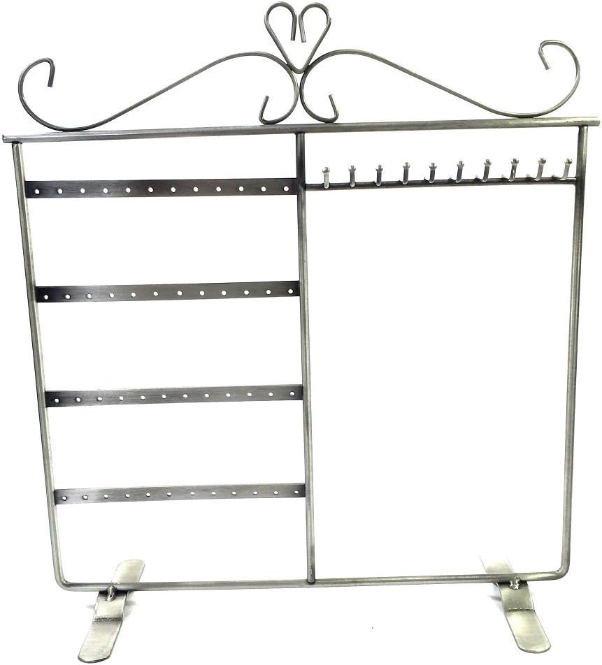 Combo Earring Holder ~Necklace Organizer Stand ~ Jewelry Stand Display Rack Towers (Antique Silver)