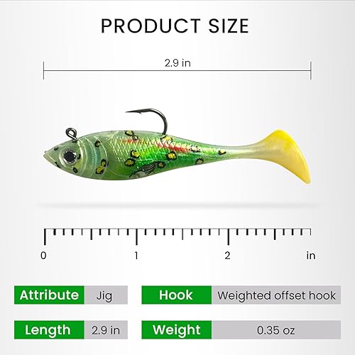 Miniatura 4 de Pristis Jig Head Fishing Lures for Freshwater Saltwater, Weedless Swim Jig Teasers with Sharp Hooks & Exquisite Coating, Pre-Rigged Vibrating 6