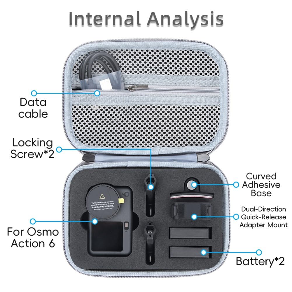 Funda de transporte portátil de piel sintética para Osmo Action 6, para bolsa de almacenamiento compacta de viaje, accesorios de cámara, color negro y gris