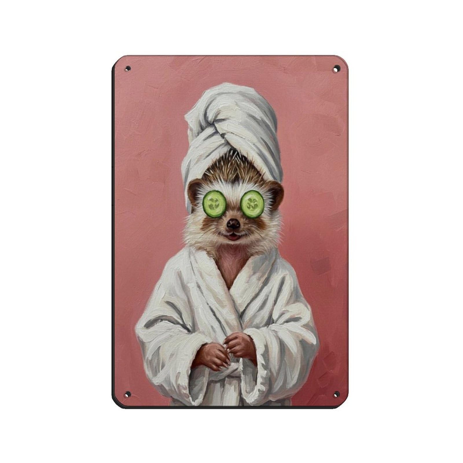 Bathroom Spa Art, Hedgehog Art Retro Poster Metal Tin Sign Chic Art Retro Iron Painting Bar People Cave Cafe Family Garage Poster Wall Decoration 8x12inch(20x30cm)