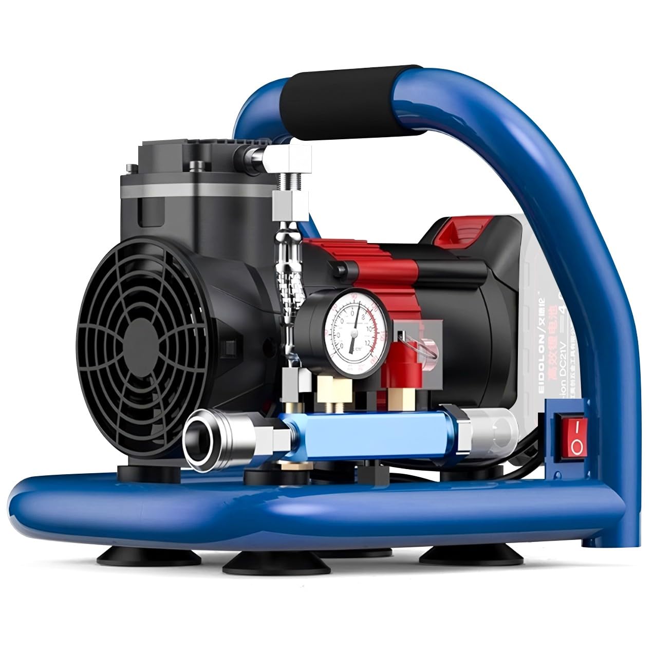 Akku Kompressor Druckluftkompressor kompatibel mit Makita 18V Akku, Geräuscharmer Tragbarer Luftkompressor, Maximaler Druck 8 Bar, 1.5L Gasflaschenkapazität