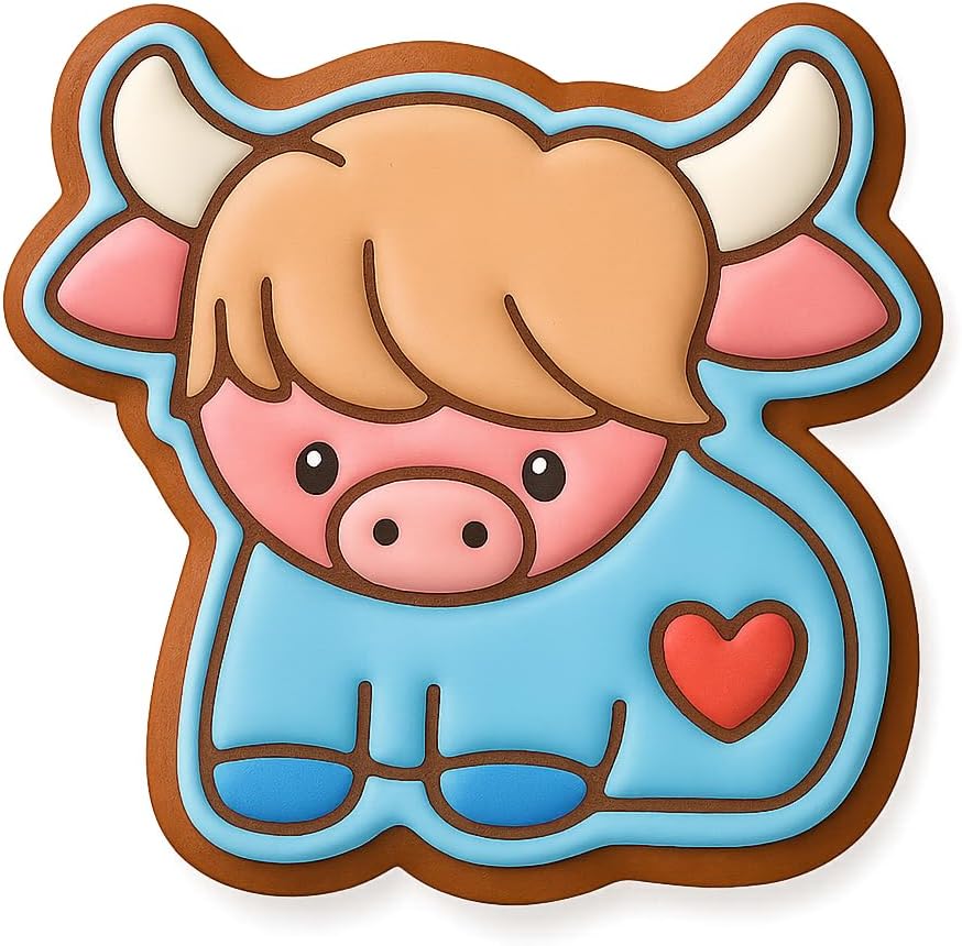 Kawaii Highland Cow Baby Cookie Cutter - 4x3.8" Fun Fun baking Design image 4