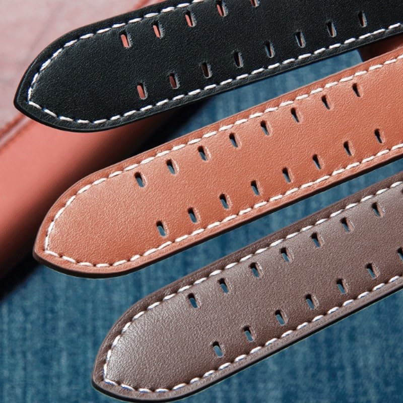 Bracelet de montre en cuir for, 22mm, chaîne marron foncé mat adaptée