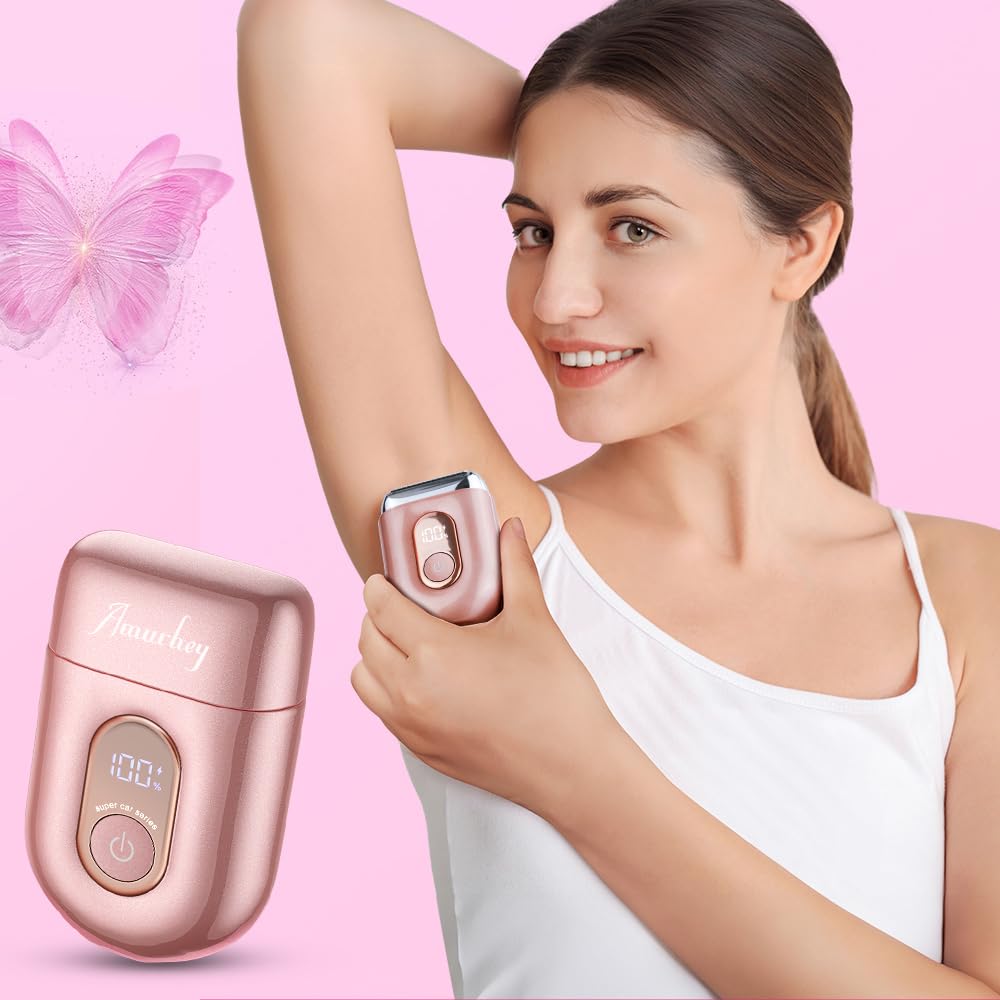Rasoir électrique féminin, [2026 new] Rasoir intime 3D à trois lames pour femme, Epilateur Visage, Tondeuse Femme Intime, rasoir électrique sec et humide pour femme, pour maillot, aisselles, jambes