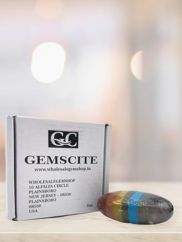 Miniatura 4 de Piedra preciosa de 7 chakras (consolidada), piedra de palma tallada, piedra de palma de bolsillo, curación de reiki y cuadrícula de cristal para el