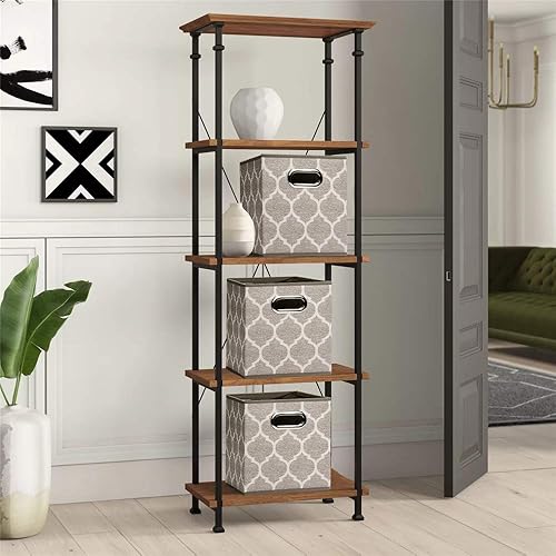 Miniatura 7 de QY-SC08-6 - Cubos de almacenamiento decorativos de 10.5 x 10.5 x 11 pulgadas, canastas de almacenamiento de tela con patrón de celosía, cajas de