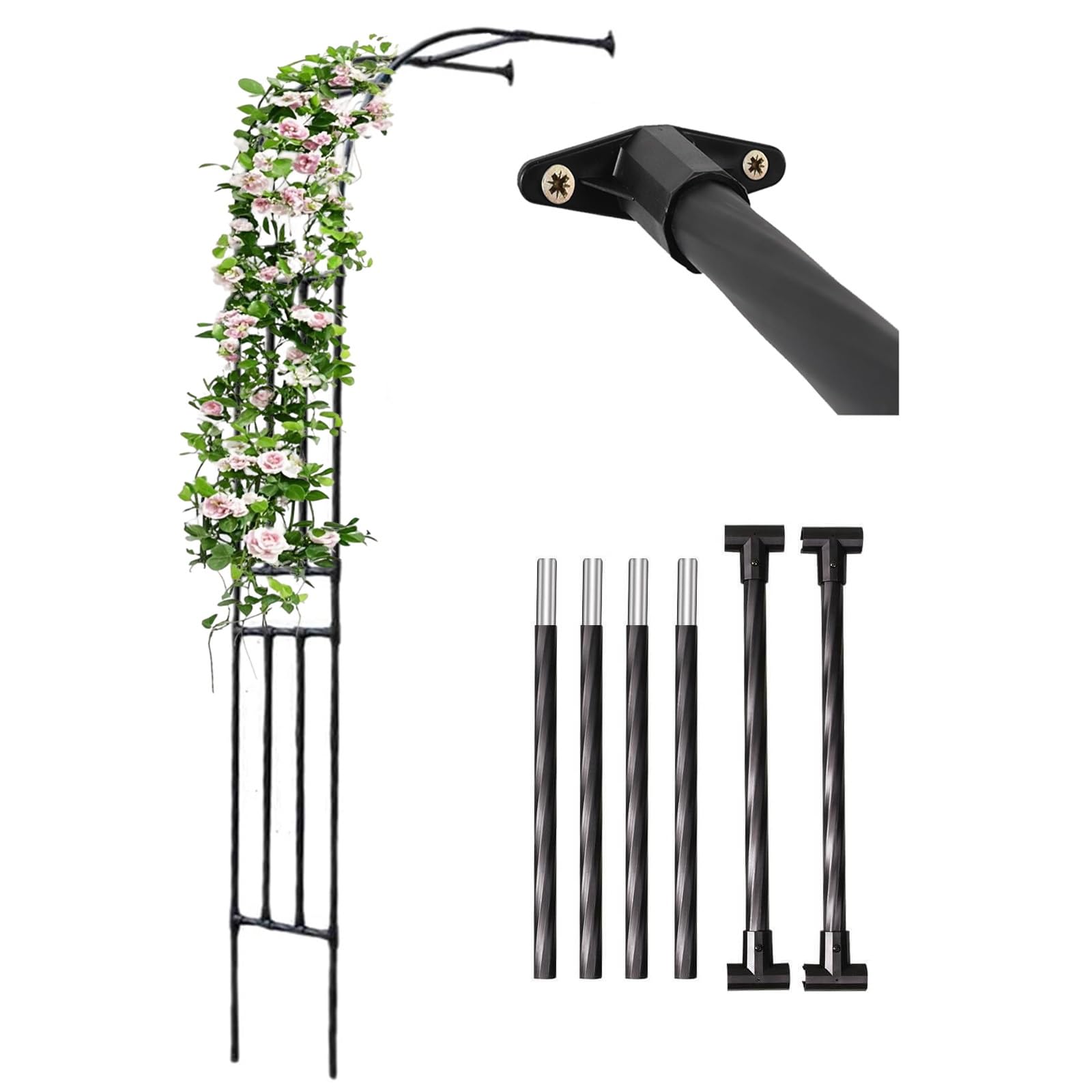 Arco da Giardino per Rampicanti, Esterno Metallo Archi per Rose Resistente alle Intemperie H 240 270 cm Carichi Pesanti Semiarco Arch Pergole, Archetto Supporto per Piante((WxH) 150x270cm)