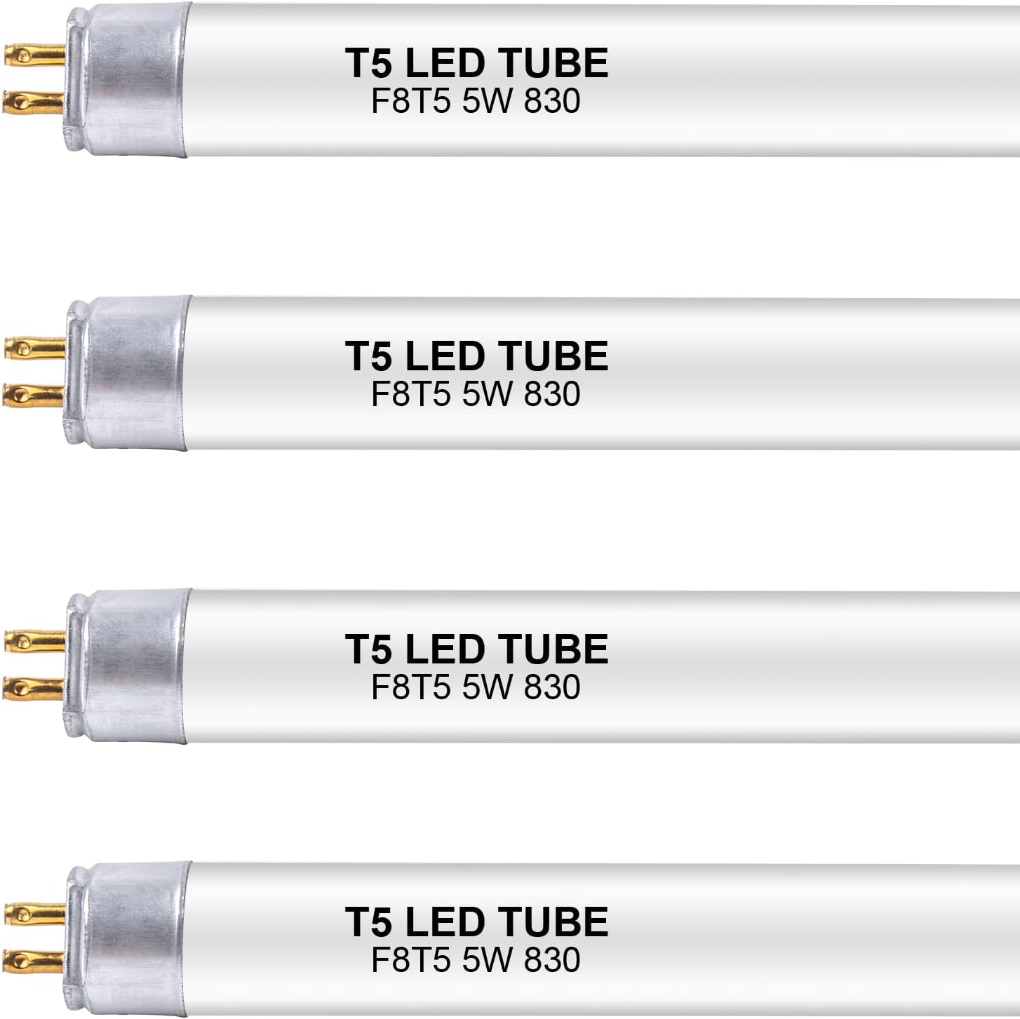 12 Inch F8T5/WW LED Replacement Bulbs, 3000K Warm White, T5 LED 5 Watts Replace Fluorescent Bulb with LED, Replacement Tube for Counter and Cabinet Fixture, 4 Pack