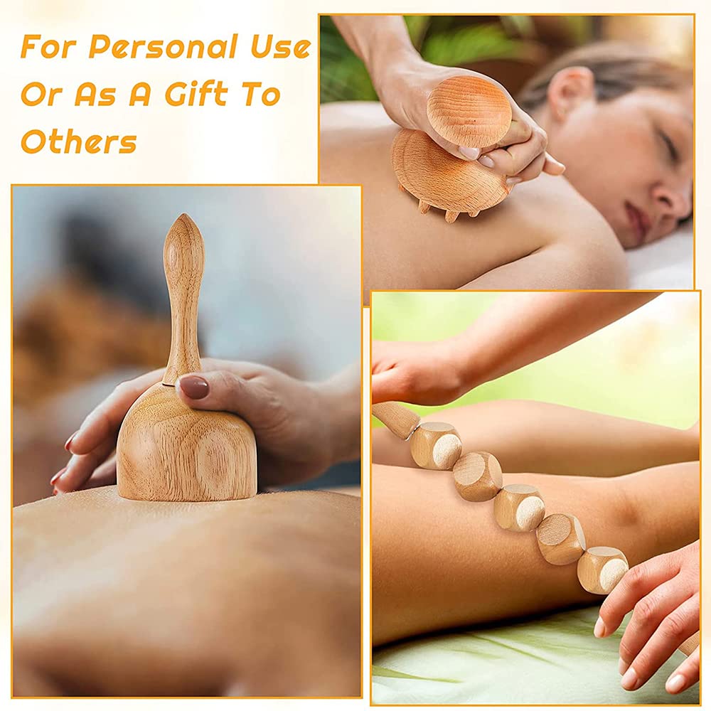 6Pcs Wooden Roller Masażer Zestaw Masażera Drewnianego Narzędzie Do Masażu Terapii Drewnianej Do Odwadniania Limfatycznego Ciała Rzeźbianie Bólu Mięśni Łagodzenie Bólu