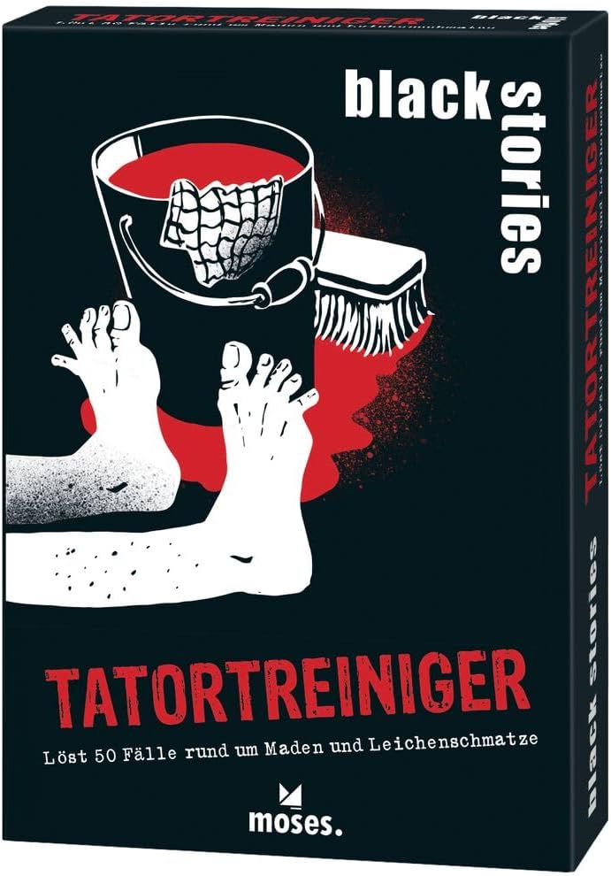 moses 90044 Stories Scene Cleaner-50 Raven Black Around Maggots & Corpse Treasure, The Crime Card with Two Variations, Puzzle Game with Cases by Thomas Kundt, White