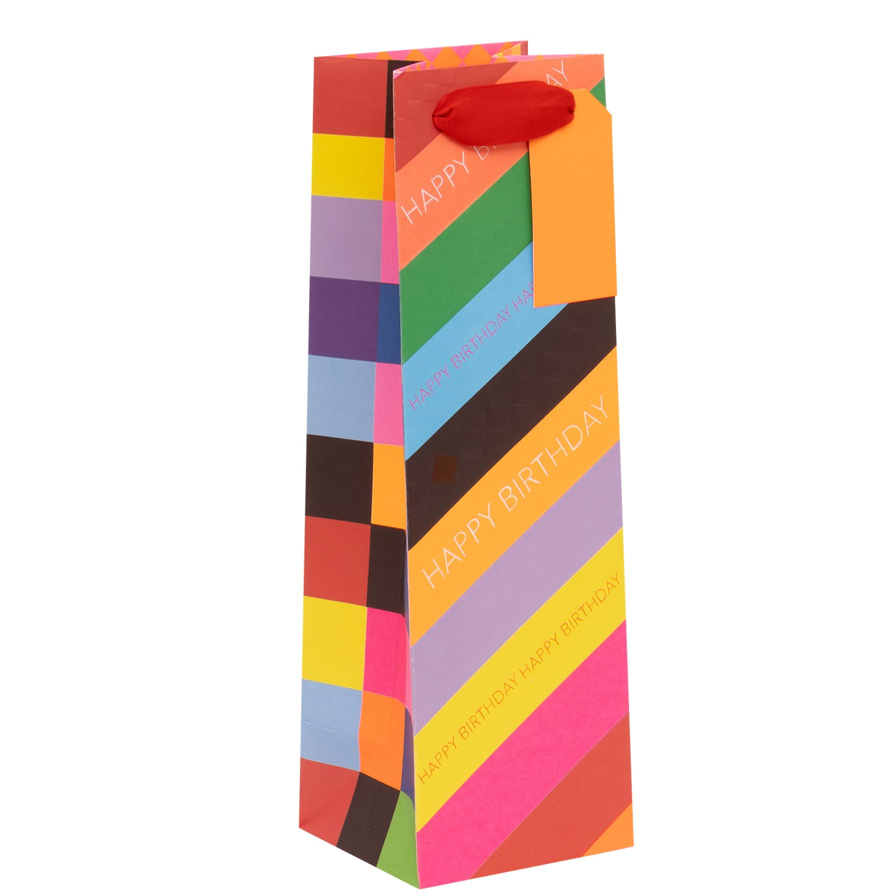 Glick Bottle Gift Bag, Happy Birthday Slide, 110 x 340 x 100 mm, Luxury Recyclable Bag for Birthdays & Celebrations