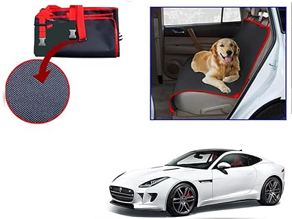 Universal Hub Dog Car Seat Cover, Waterproof & Scratch Proof & Nonslip Back Seat Cover, Dog Travel, Pet Cover (Black) Compatible for Jaguar-F-Type
