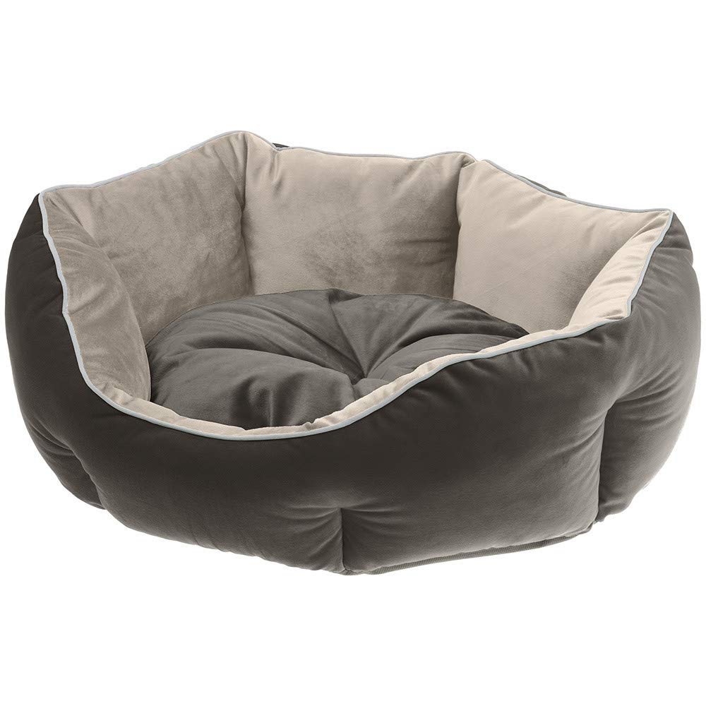 Ferplast Divanetto per cani e gatti QUEEN 60 con cuscino, Cuccia imbottita per animali, Double-face, Soffice velluto, Lavabile, 60 x 46 x h 20 cm, Grigio