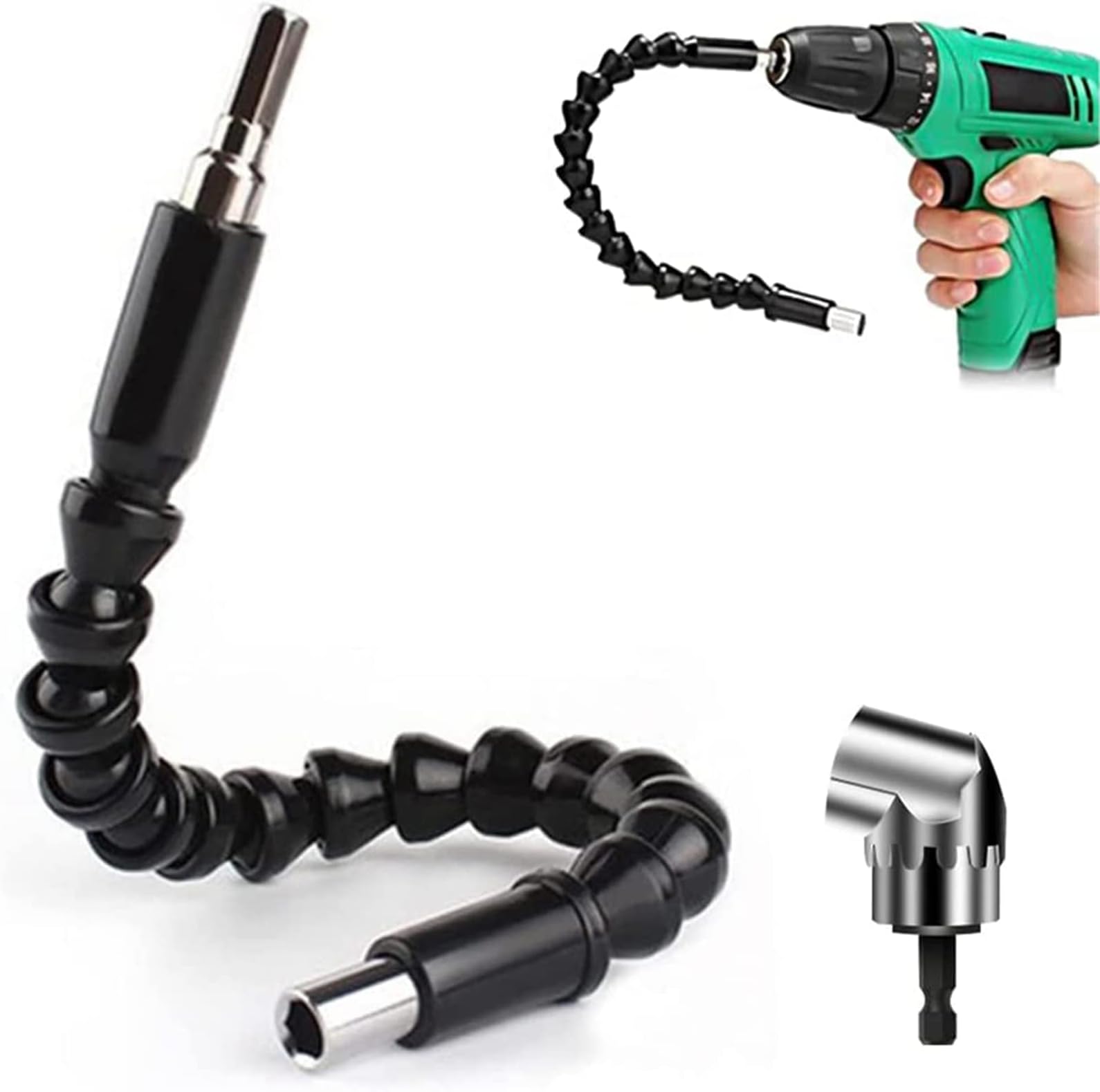 Zology Right Angle Drill and Flexible Angle Extension Bit Kit for Drill or Screwdriver 1/4" Socket Adapter Magnetic Handy and Solid Construction Usefull in Tight Corner