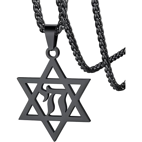 FaithHeart David of Star Necklace for Men Women, Jewish Star Pendant Necklace Stainless Steel Hebrew Amulet Jewelry, Gift Box