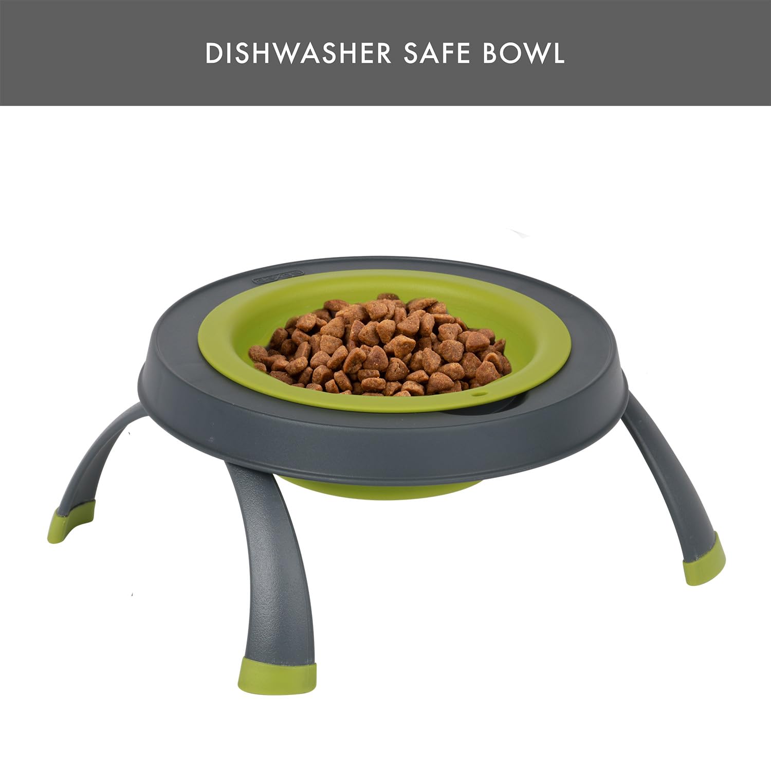 Dexas Popware for Pets Futterspender für Haustiere, erhöht, groß, Grau/Grün