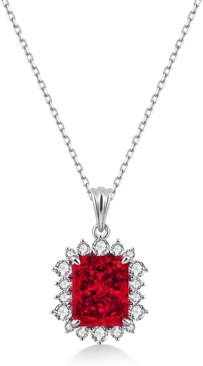 PHNIBIRD July Birthstone Necklace Red Ruby Necklaces for