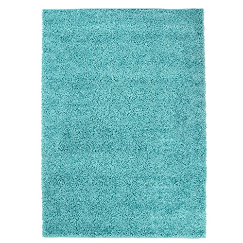 CC Uni-Light Shaggy Teppich Hochflor Samtweich Flokati Einfarbig Türkis, Größe in cm:100 x 300 cm
