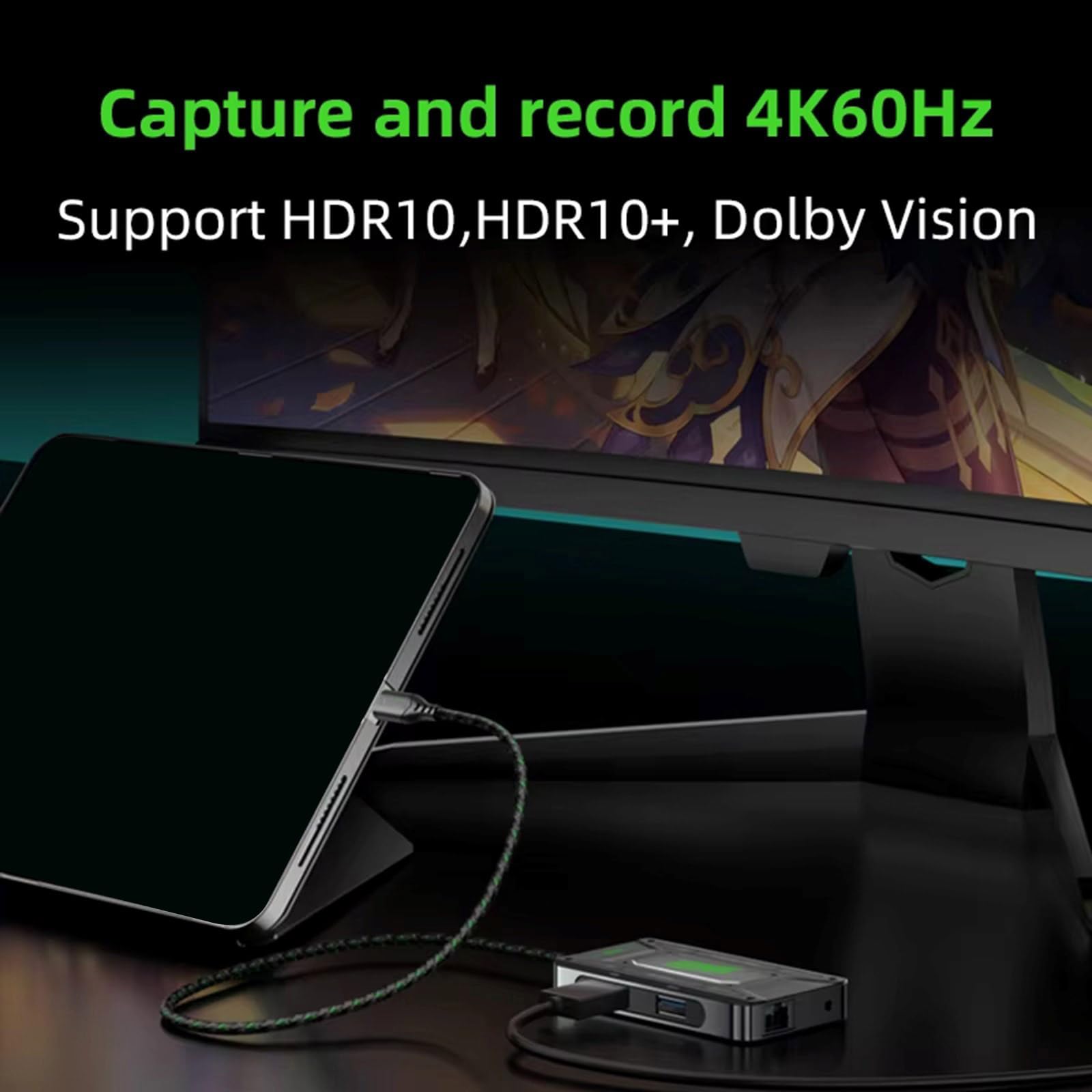 Adattatore USB-C DS7 Con 7 Porte: Cuffie, Ethernet 1000Mbps, PD 100W - Per Gaming, Streaming E Ufficio - Cavo Da 100 Cm