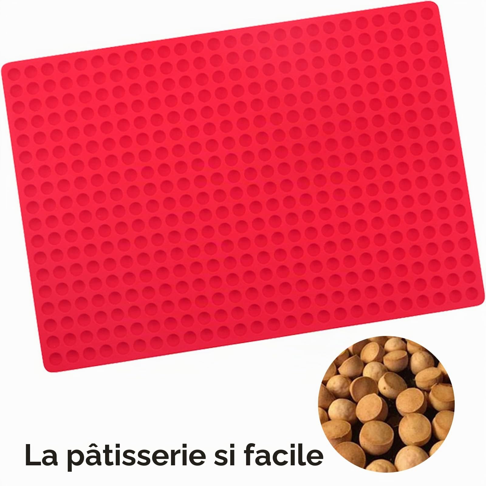 Newaner Tapis de cuisson en silicone Demi-Sphère 1cm résistant à la chaleur sans BPA rouge