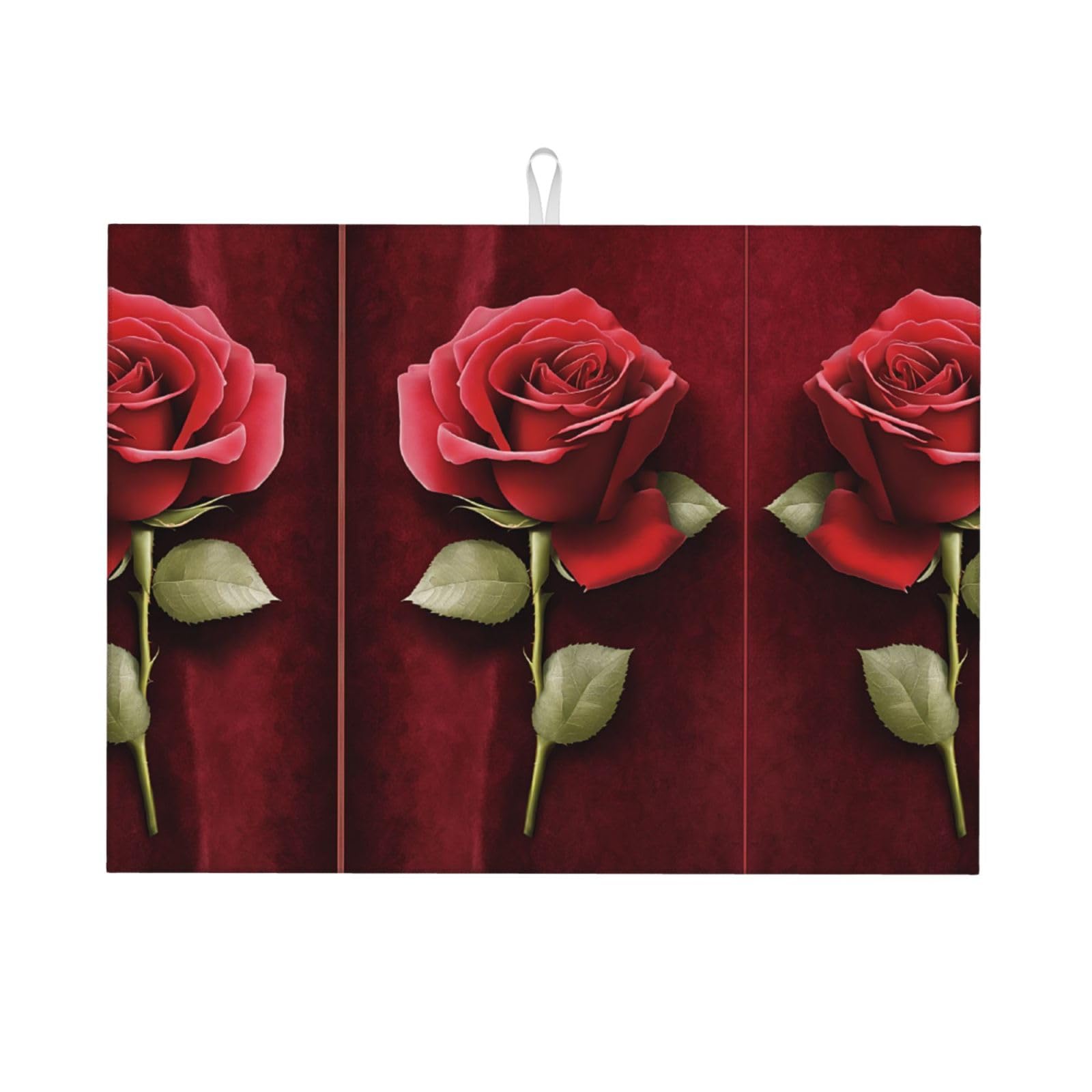 Gothic Roseprint Dish Drying Mat,Absorbent Kitchen Counter Dishes Rack Draining Board Mat For Kitchen,Non-Slip Table Mat,Placemat,18x24in