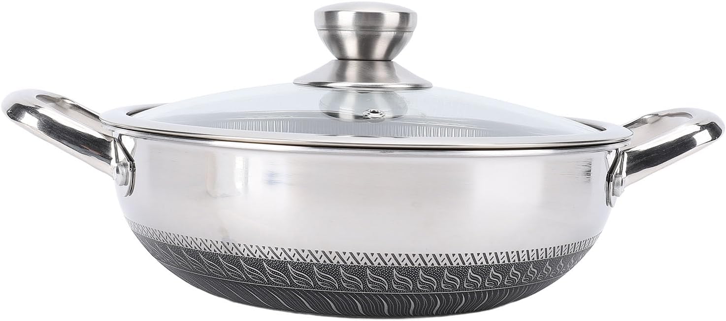 Acouto Nonstick Frying Pan, 316 Stainless Steel Skillet, 30cm Desi Nonstick Frying Pan, Stainless Steel Skillet, 30cm, Dishwasher Safe, Induction