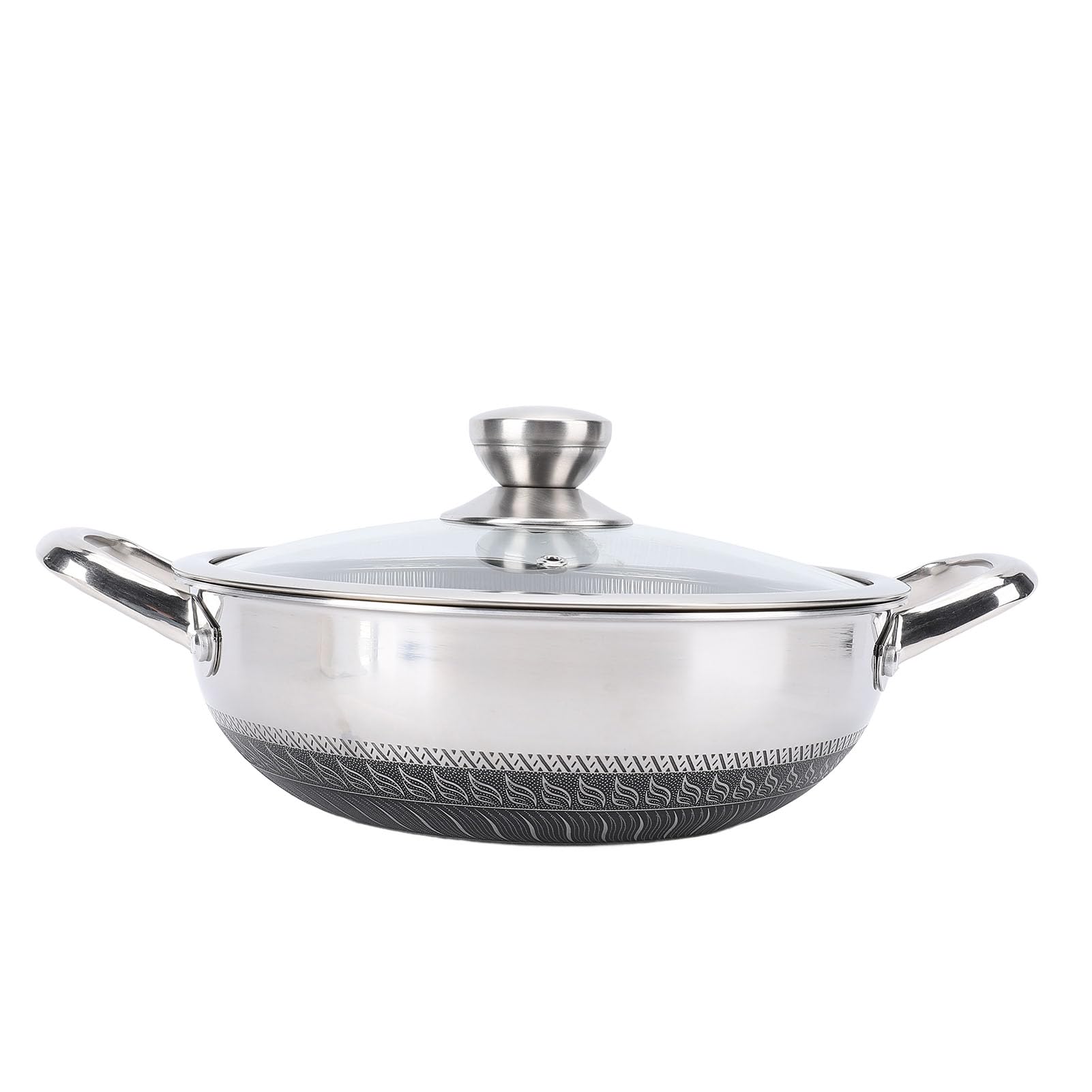 Jeffergarden Poêle à Frire en Acier Inoxydable 316, Poêle Antiadhésive avec Couvercle, à Fond Plat, Poignées Latérales, Répartition Uniforme de la Chaleur pour la Maison, la Cuisine, le Magasin, le