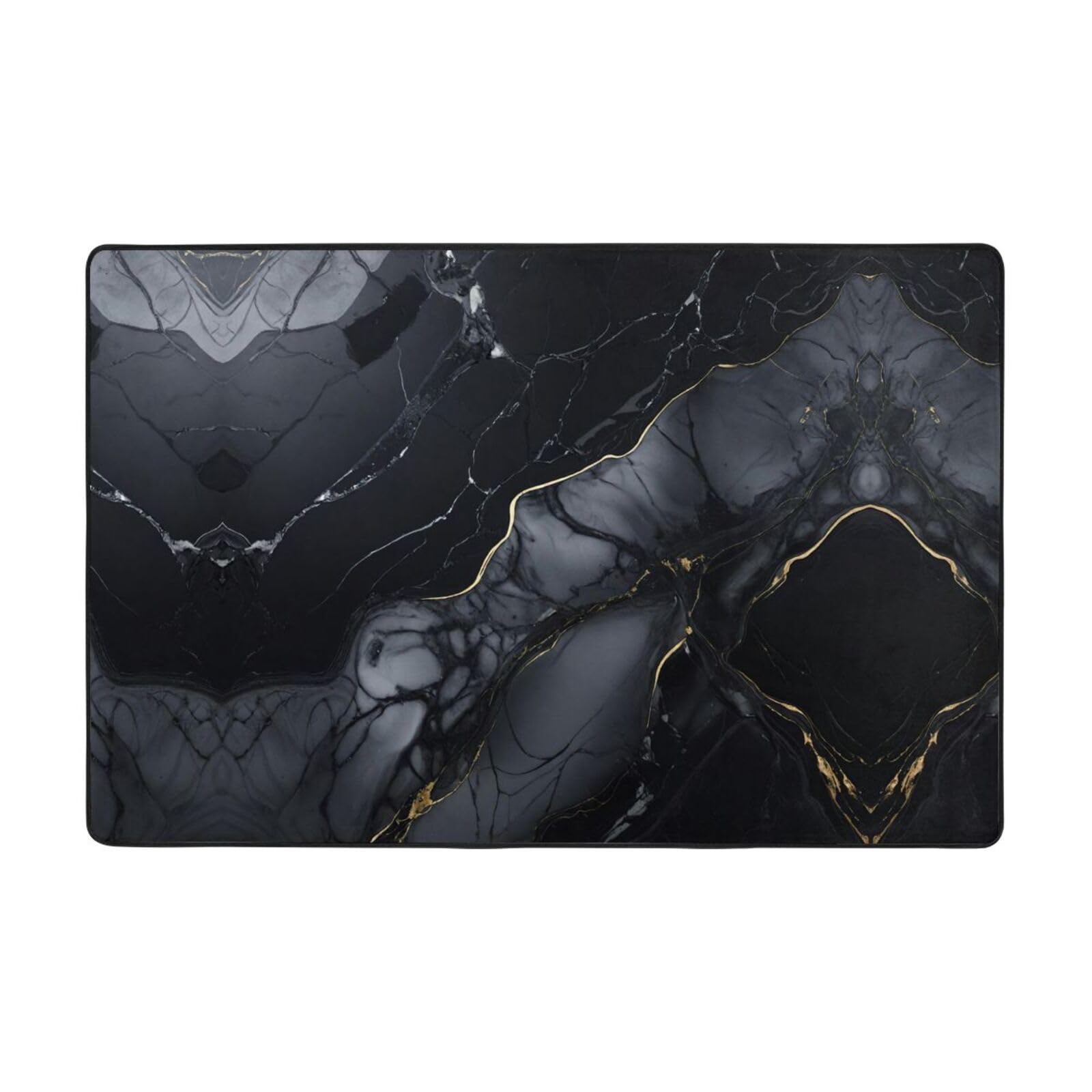 Tapis marbre noir EdWal super doux pour salon et chambre